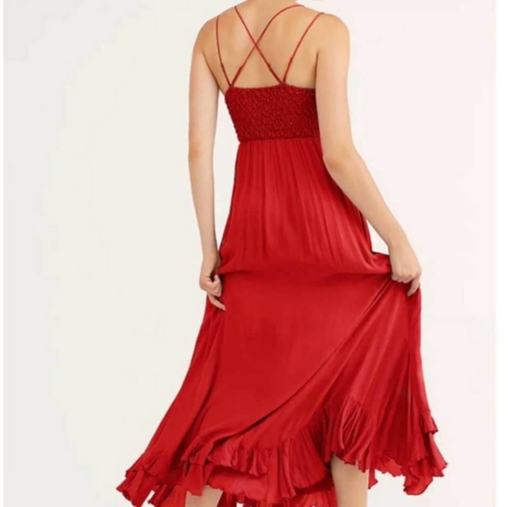 Free People Adella Slip Maxi Dress Red XS Nwt - Picture 3 of 7